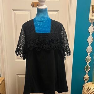Jessica London Elegant Black Crochet Top
